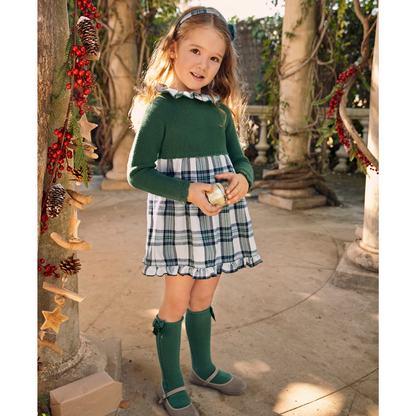 Vestido bebé menina xadrez verde - Juliana