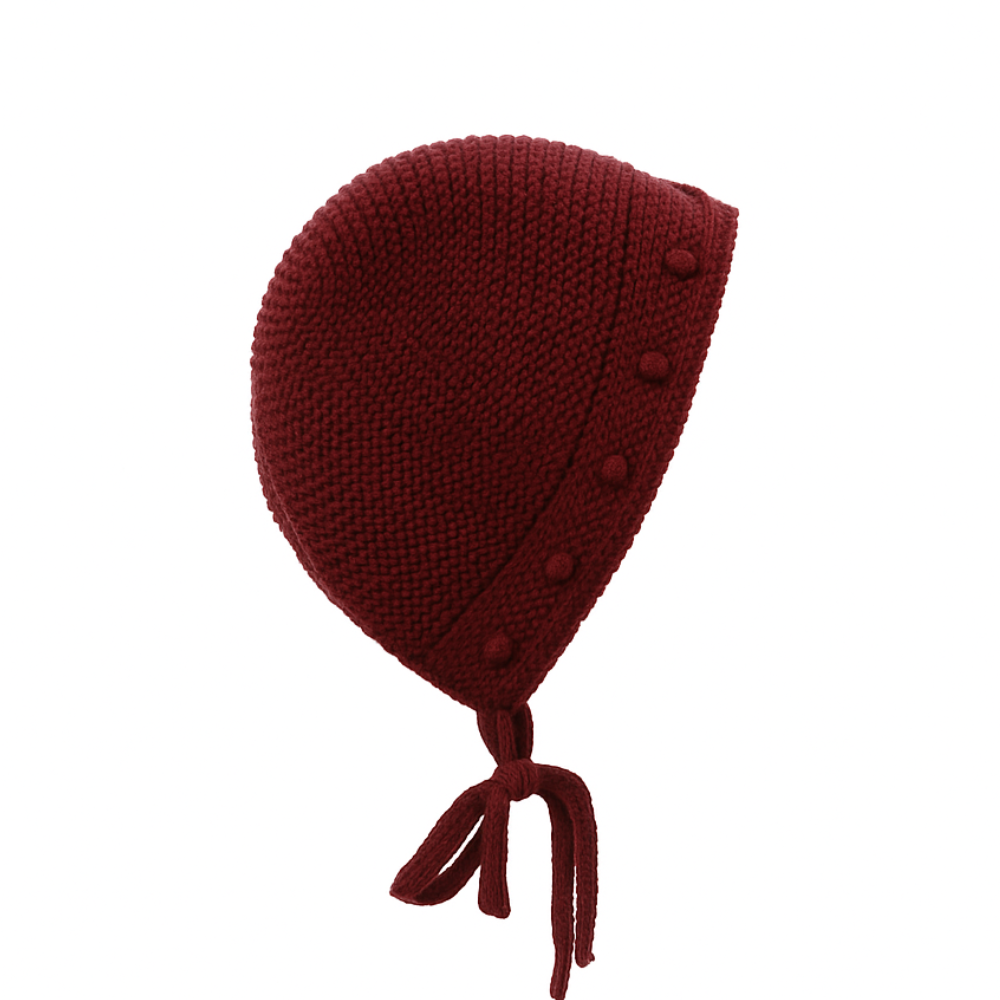 Touca de bebé em malha bordô - Marta y Paula