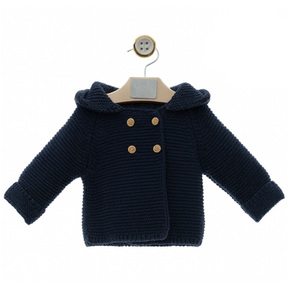 Casaco de malha azul marinho com pompom - Yoedu