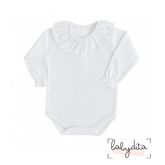 Body branco com gola folho branco