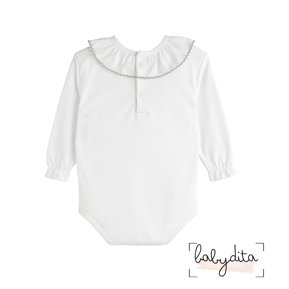 Body branco com gola folho cinzento