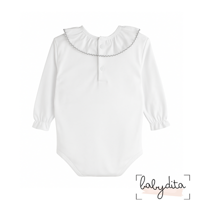 Body branco com gola folho cinzento