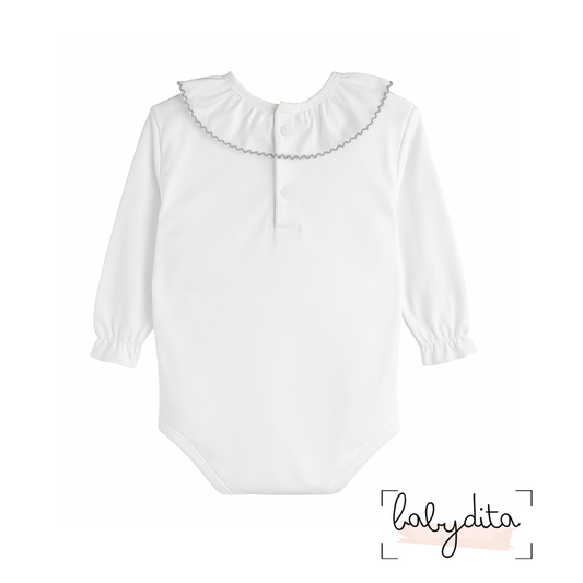 Body branco com gola folho cinzento