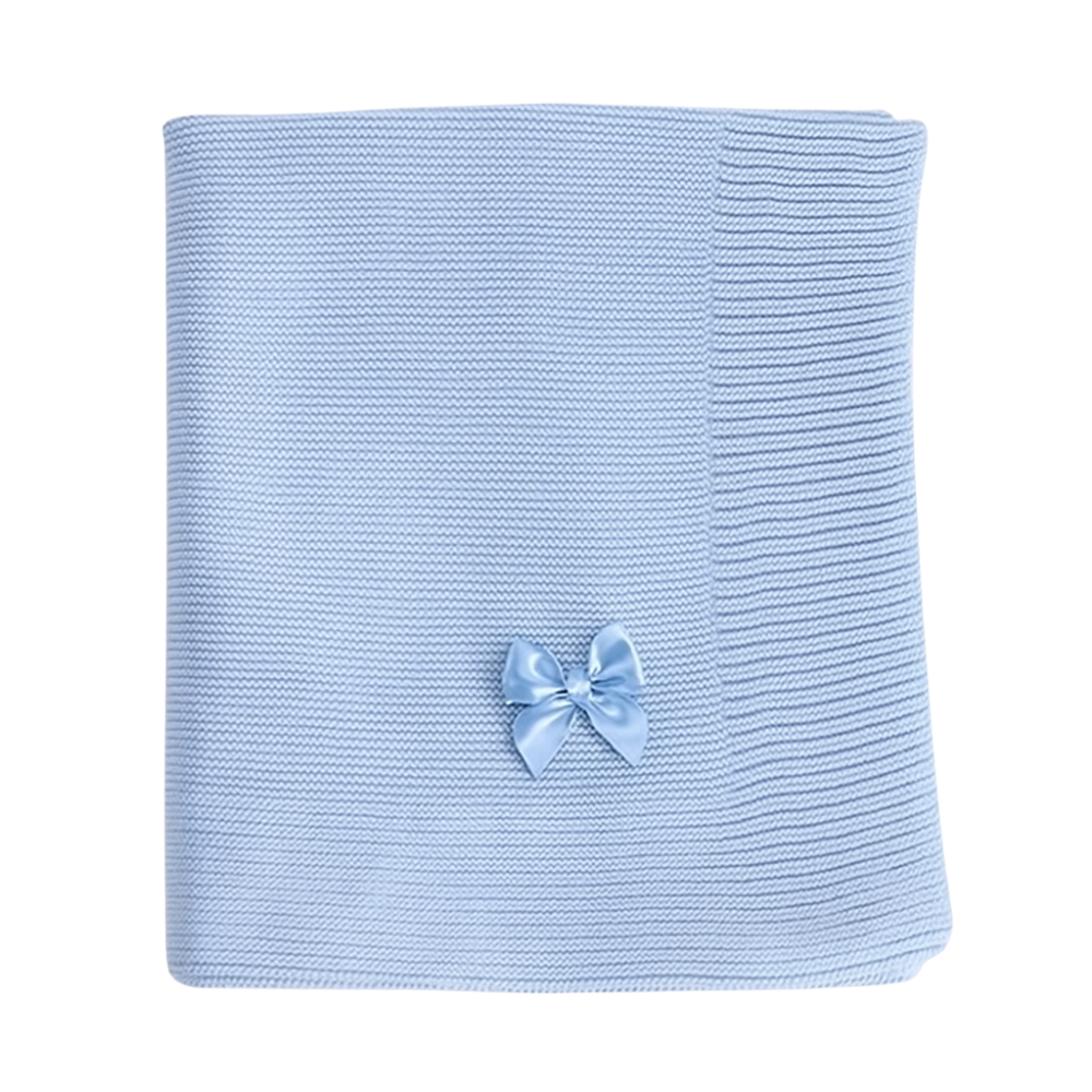 Manta de Malha Azul com Laço - Babydita