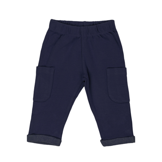 Calças de bebé azul marinho com bolsos laterais - EMC