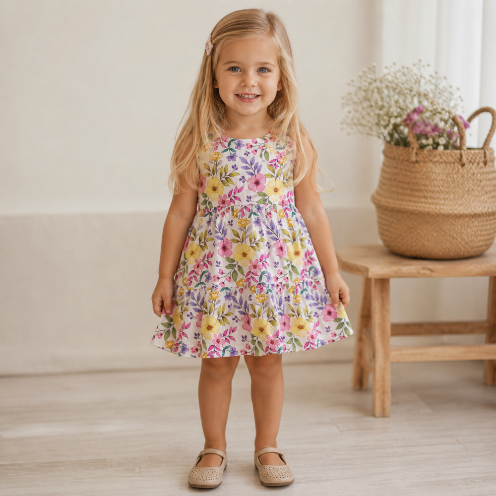 Vestido Floral Colorido para Menina - EMC