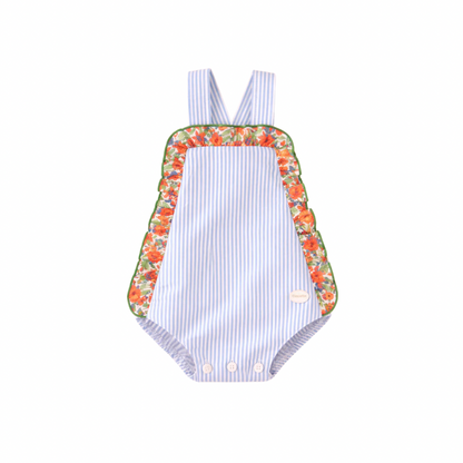 Fofo bebé riscas azuis com folho floral - Cocote