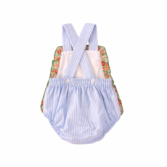 Fofo bebé riscas azuis com folho floral - Cocote