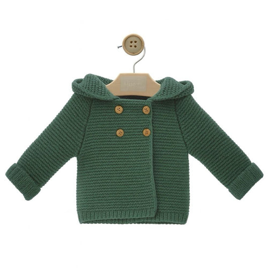 Casaco de malha verde com pompom  - Yoedu